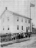 North Hall circa 1900 with students and teacher